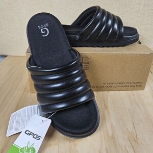 GPOS Womens Black Slide Sandals Memory Foam Comfort Slides Size 7 New